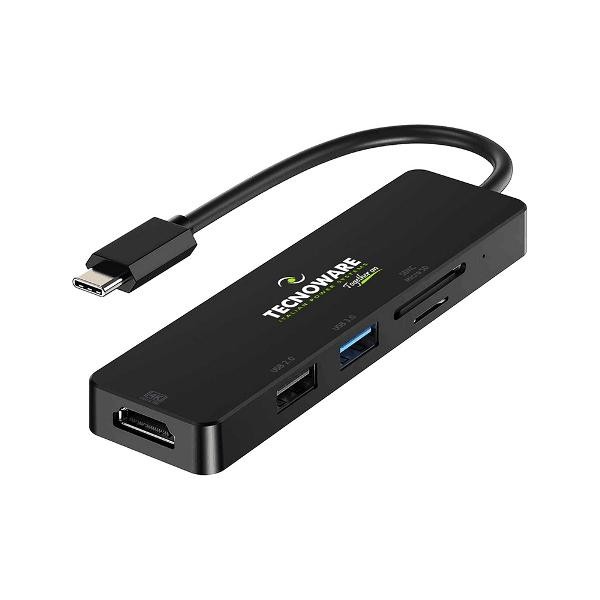 HUB 5 PORTE USB TYPE-C FHUB17693 NERO